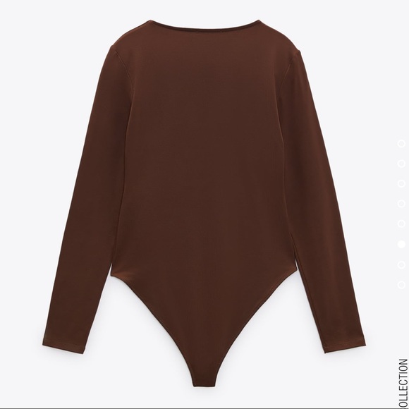 Zara Tops Nwt Zara Long Sleeve Bodysuit Brown Poshmark